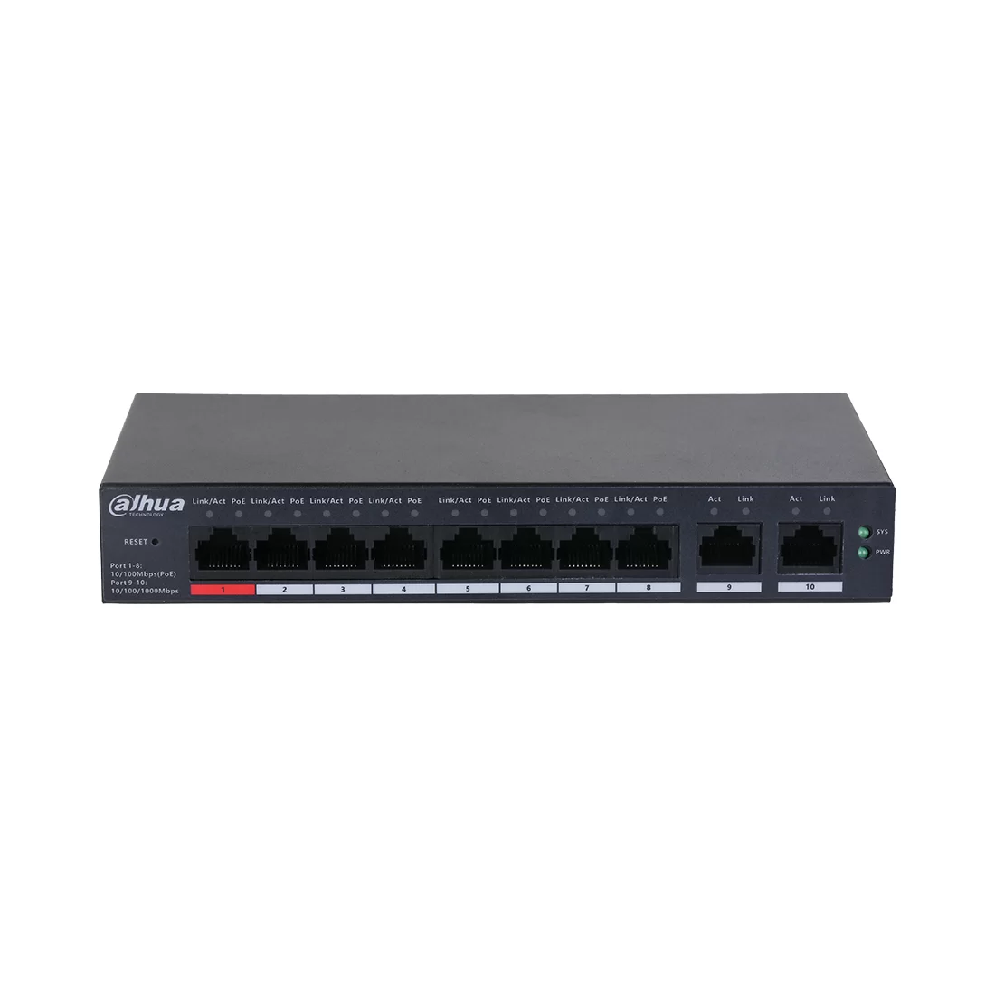 Коммутатор Dahua DH-CS4010-8ET-110, 10 портов 1 Гбит/с, PoE – купить недорого с доставкой по Алматы и Казахстану