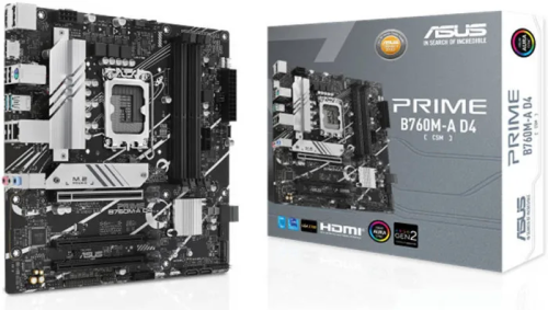 Сист. плата ASUS PRIME B760M-A D4-CSM, B760, 1700, 4xDDR4, 3xPCI-Ex16, 2xM.2, 4xSATA, DP, 2xHDMI, 2.5Gb Ethernet, BOX – купить недорого с доставкой по Алматы и Казахстану