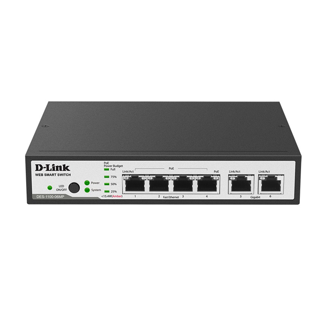 Коммутатор D-Link DES-1100-06MP/A1A, 4 порта 100 Мбит/с, 2×SFP, PoE+, управляемый L2 – купить недорого с доставкой по Алматы и Казахстану