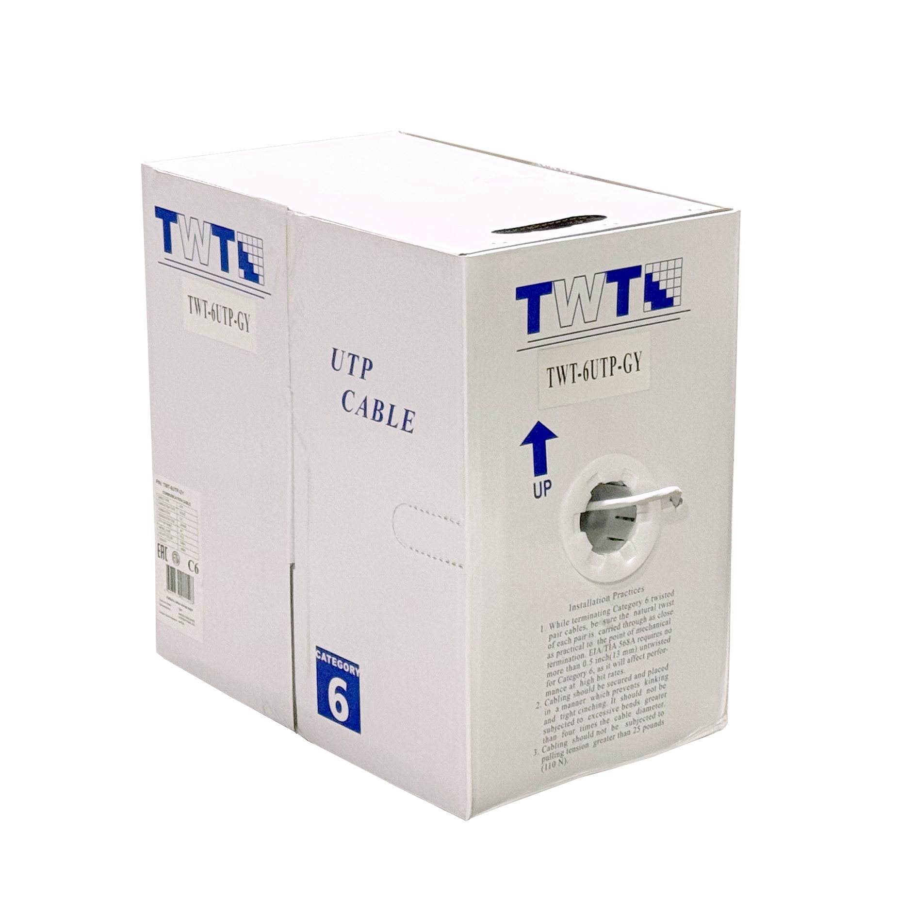 Кабель витая пара Lanmaster TWT-6UTP-GY, U/UTP кат.6, 4 пары, медь, PVC, бухта 305 м, серый – купить недорого с доставкой по Алматы и Казахстану