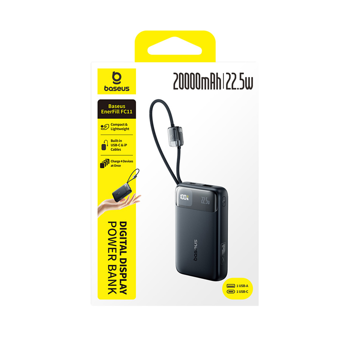 Внешний аккумулятор Baseus EnerFill FC11 20000mAh 22.5W Black (E0027S04) – купить недорого с доставкой по Алматы и Казахстану