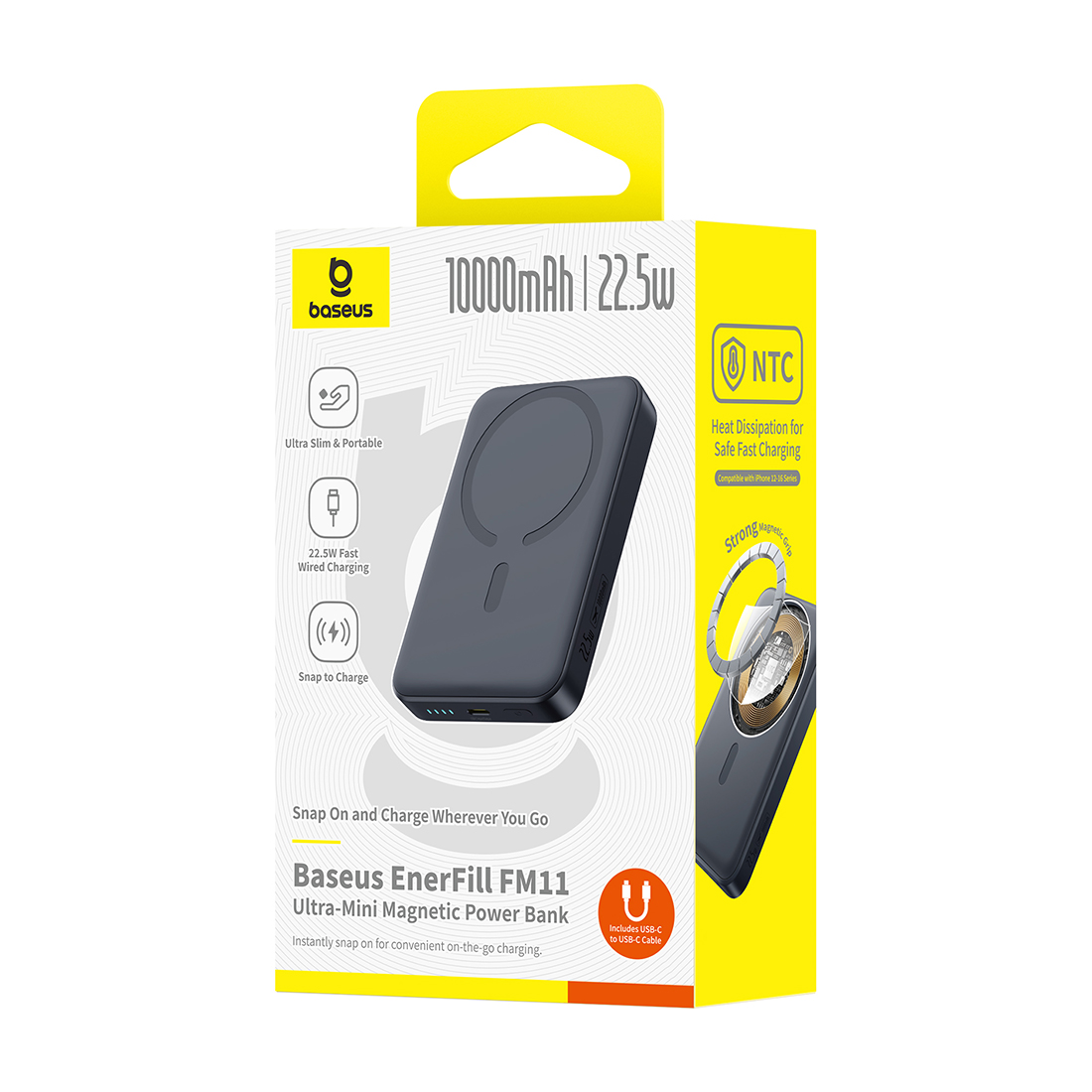 Внешний аккумулятор Baseus EnerFill FM11 Ultra-Mini 10000mAh 22.5W Black (P1008210E123-0 – купить недорого с доставкой по Алматы и Казахстану
