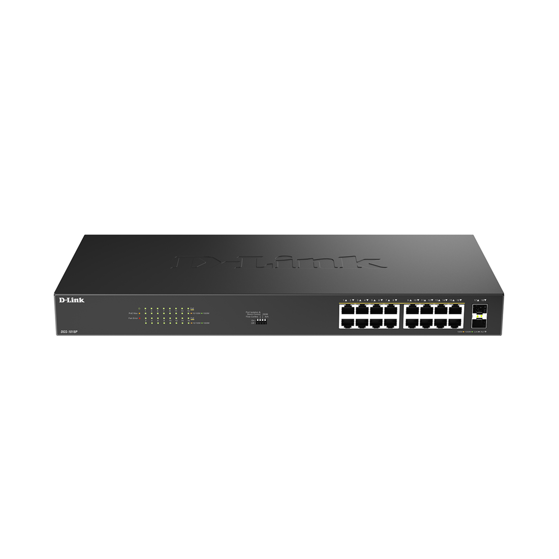 Коммутатор D-Link DGS-1018P/B1A, 16 портов 1 Гбит/с, 2×SFP, PoE – купить недорого с доставкой по Алматы и Казахстану