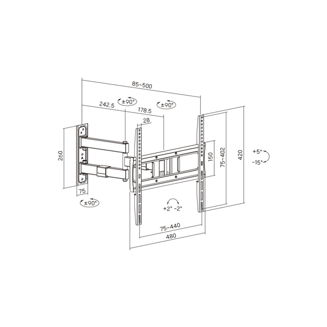 Кронштейн Brateck LPA80-443 для ТВ и мониторов, 32"-75" – купить недорого с доставкой по Алматы и Казахстану