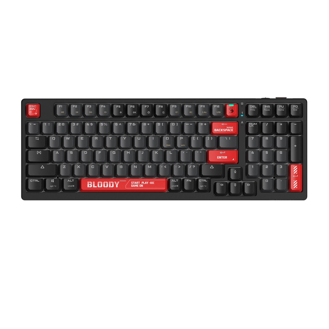 Клавиатура игровая механическая беспроводная A4Tech Bloody WS98, красная