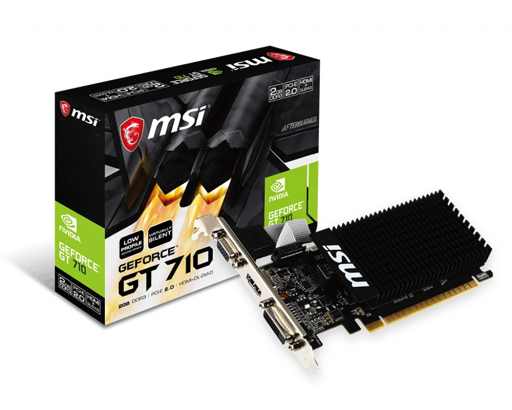 Видеокарта MSI GeForce GT 710, 2GB DDR3 64-bit 1xVGA 1xDVI 1xHDMI GT 710 2GD3H LP