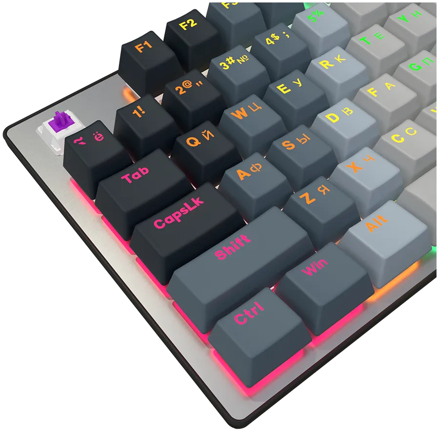 LORGAR Azar 514, Wired mechanical gaming keyboard, RGB backlight, 1680000 colour variations, 18 modes, keys number: 104, 50M clicks, linear dream switches, spring cable up to 3.4m, ABS plastic+metal, magnetic cover, 450*136*39mm, 1.17kg, white, EN+RU layo – купить недорого с доставкой по Алматы и Казахстану фото 4