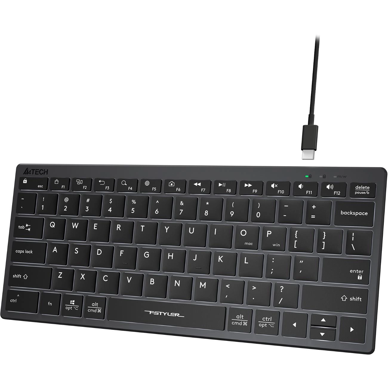 Клавиатура тонкая проводная A4Tech Fstyler FX61-Ice LED, белая