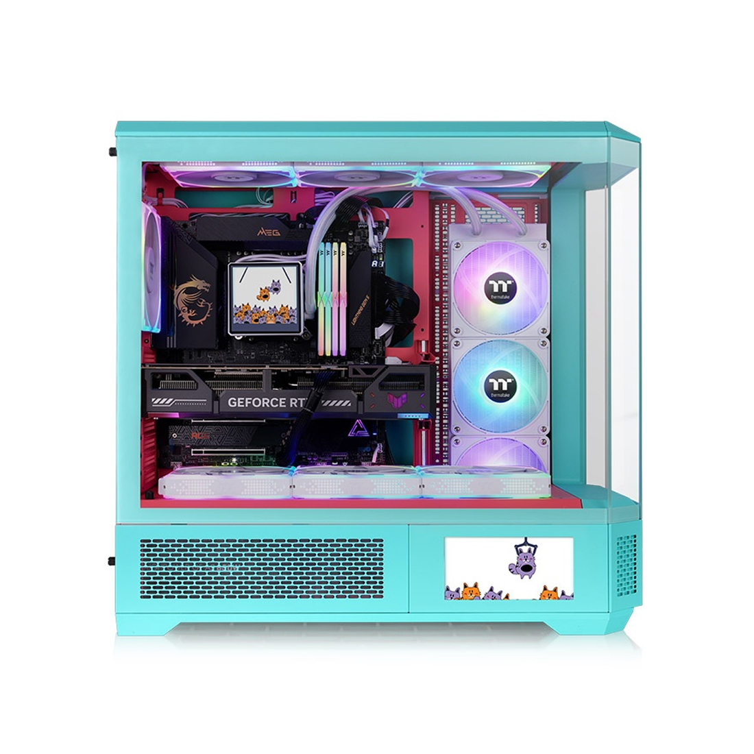 Корпус Thermaltake View 600 TG Mint Strawberry, Big Tower, голубой, без БП