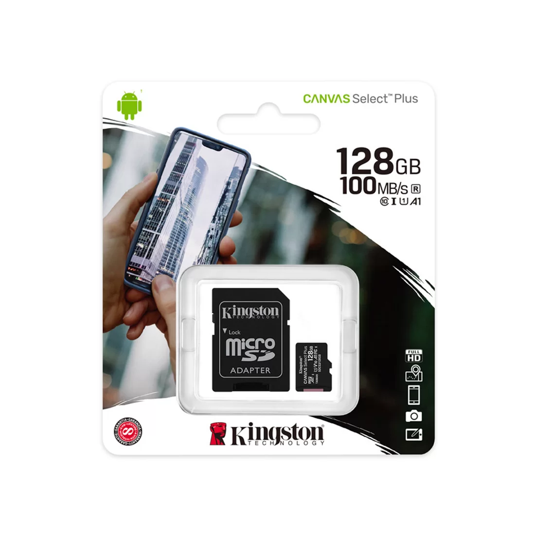 Карта памяти Kingston Canvas Select Plus, Micro SDXC, 128 GB, Class 10 (с адаптером) – купить недорого с доставкой по Алматы и Казахстану фото 3
