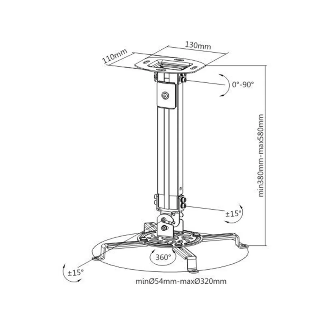 Кронштейн потолочный Brateck PRB-18S – купить недорого с доставкой по Алматы и Казахстану