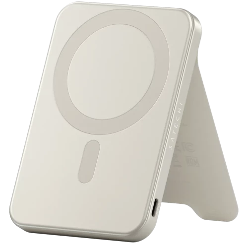 Внешний аккумулятор SATECHI Qi2 5K Magnetic Power Bank with Stand (Sand) — купить в Казахстане | neom.kz