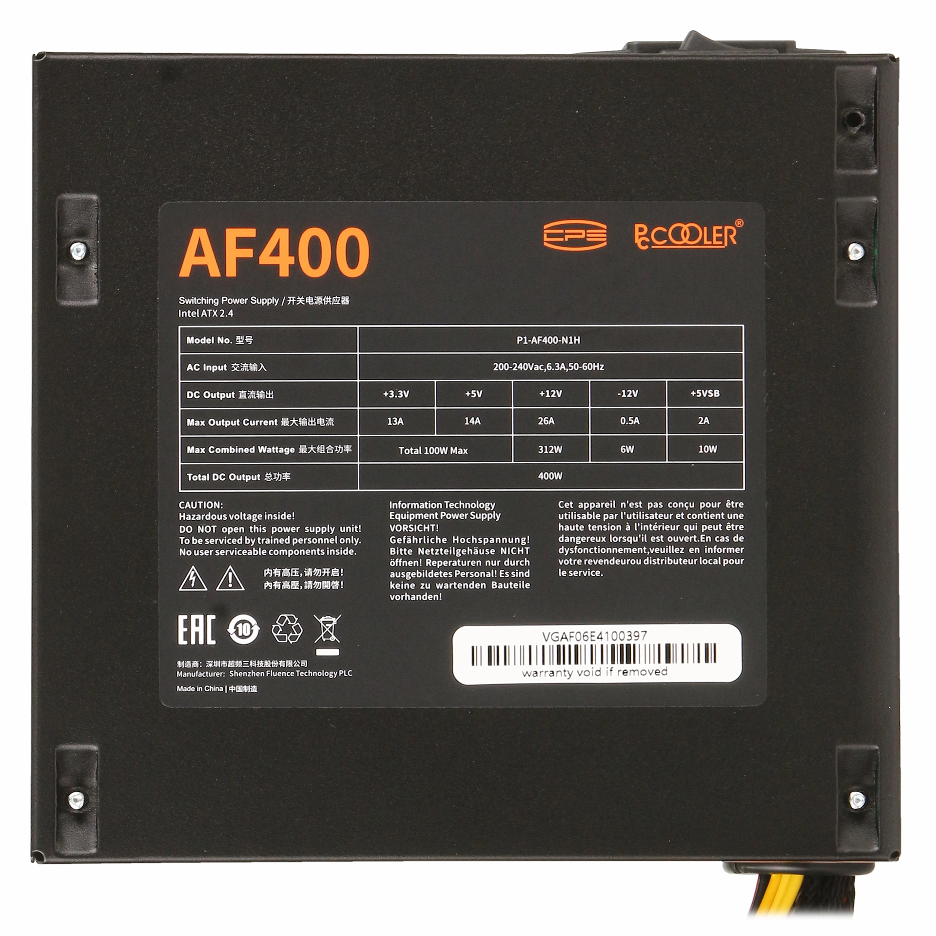 Блок питания PCCooler AF400 400W (P1-AF400-N1HHWBK1-EU) – купить недорого с доставкой по Алматы и Казахстану фото 4