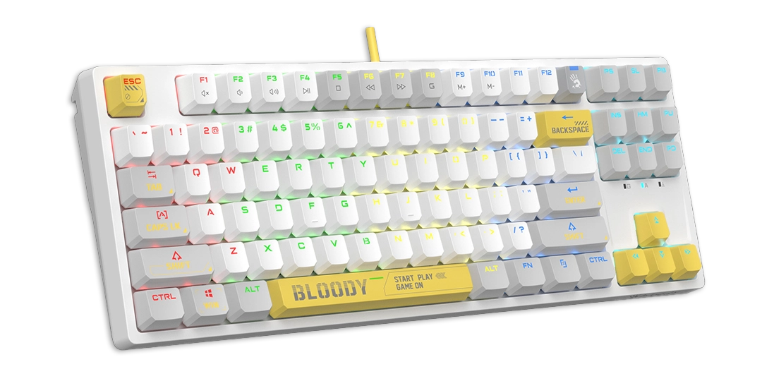 Клавиатура игровая A4Tech Bloody S87, белая фото 3