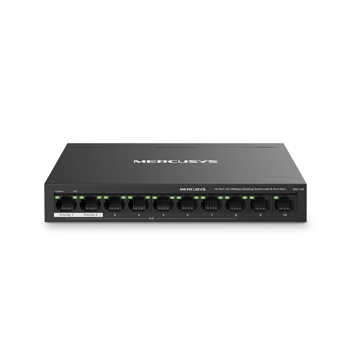 Коммутатор Mercusys MS110P, 10 портов 100 Мбит/с, PoE+, неуправляемый – купить недорого с доставкой по Алматы и Казахстану