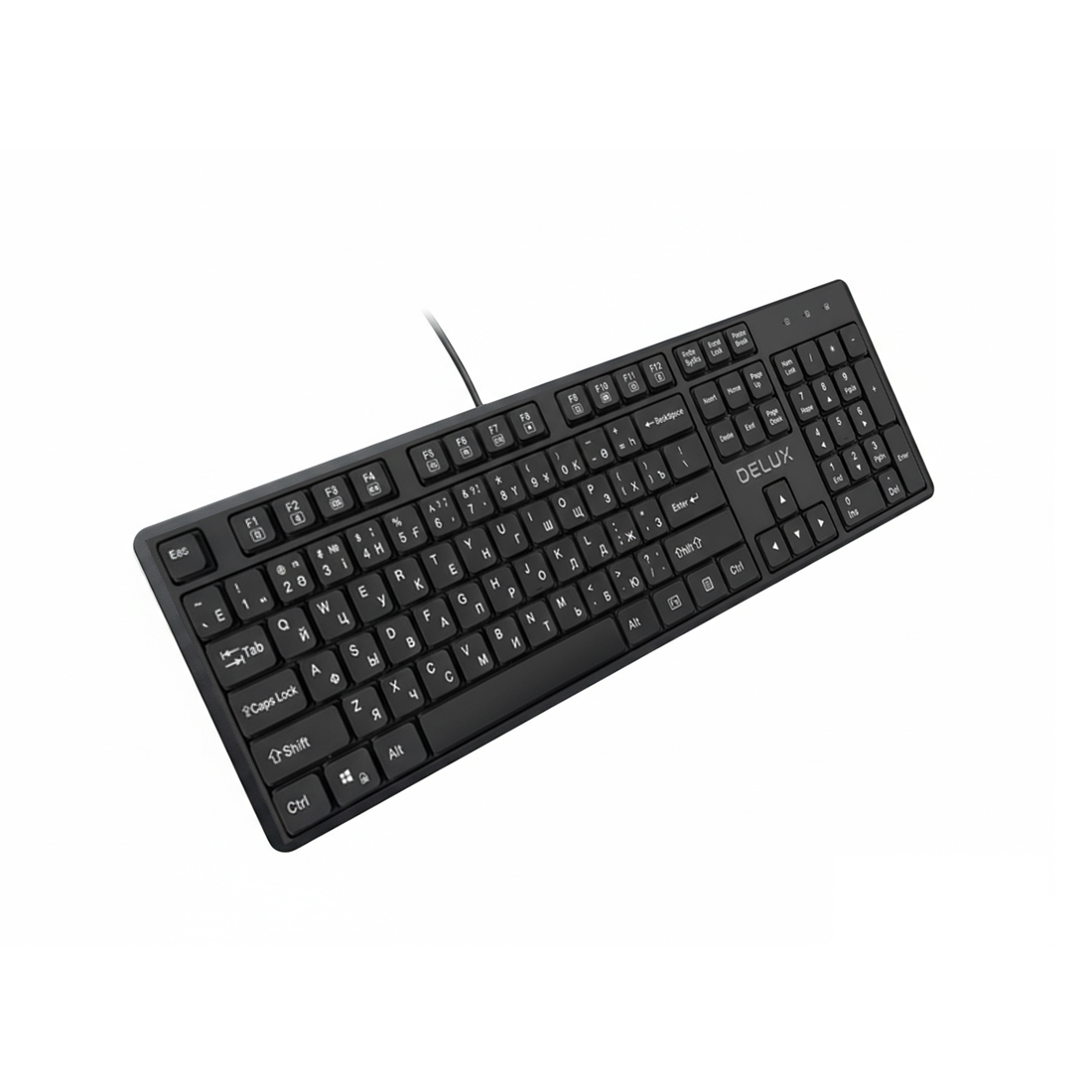Клавиатура тонкая мембранная проводная Delux SK800U, чёрная – купить недорого с доставкой по Алматы и Казахстану
