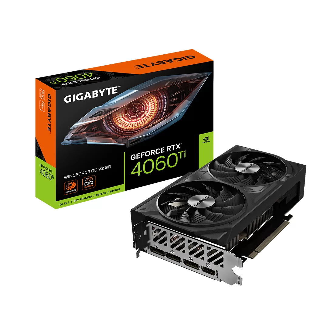 Видеокарта Gigabyte RTX 4060 Ti Windforce OC V2, 8 ГБ, GDDR6 — фото, цена, характеристики и купить в Казахстане | neom.kz