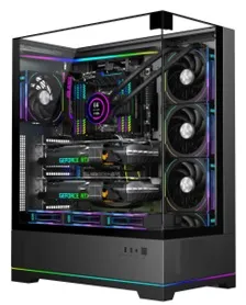 Кейс FSP U691-BP, Panoramic ATX Ultra Tower, ATX(BTF), M-ATX, Mini-ITX, USB3.0 x 2, Type-C, TG, Black