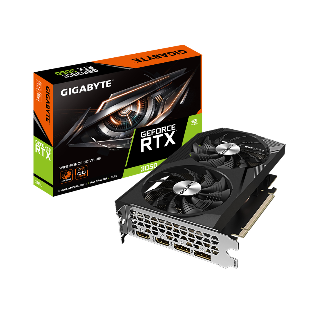 Видеокарта Gigabyte (GV-N3050WF2OCV2-8GD) RTX3050 WINDFORCE OC 8G фото 3