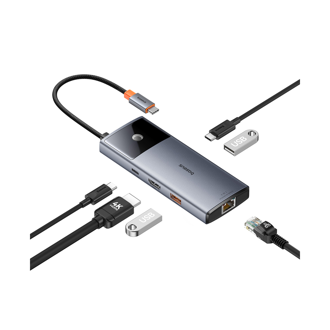 Док-станция Baseus Metal Gleam Series II 6-in-1 Grey (B00061802813-00) – купить недорого с доставкой по Алматы и Казахстану