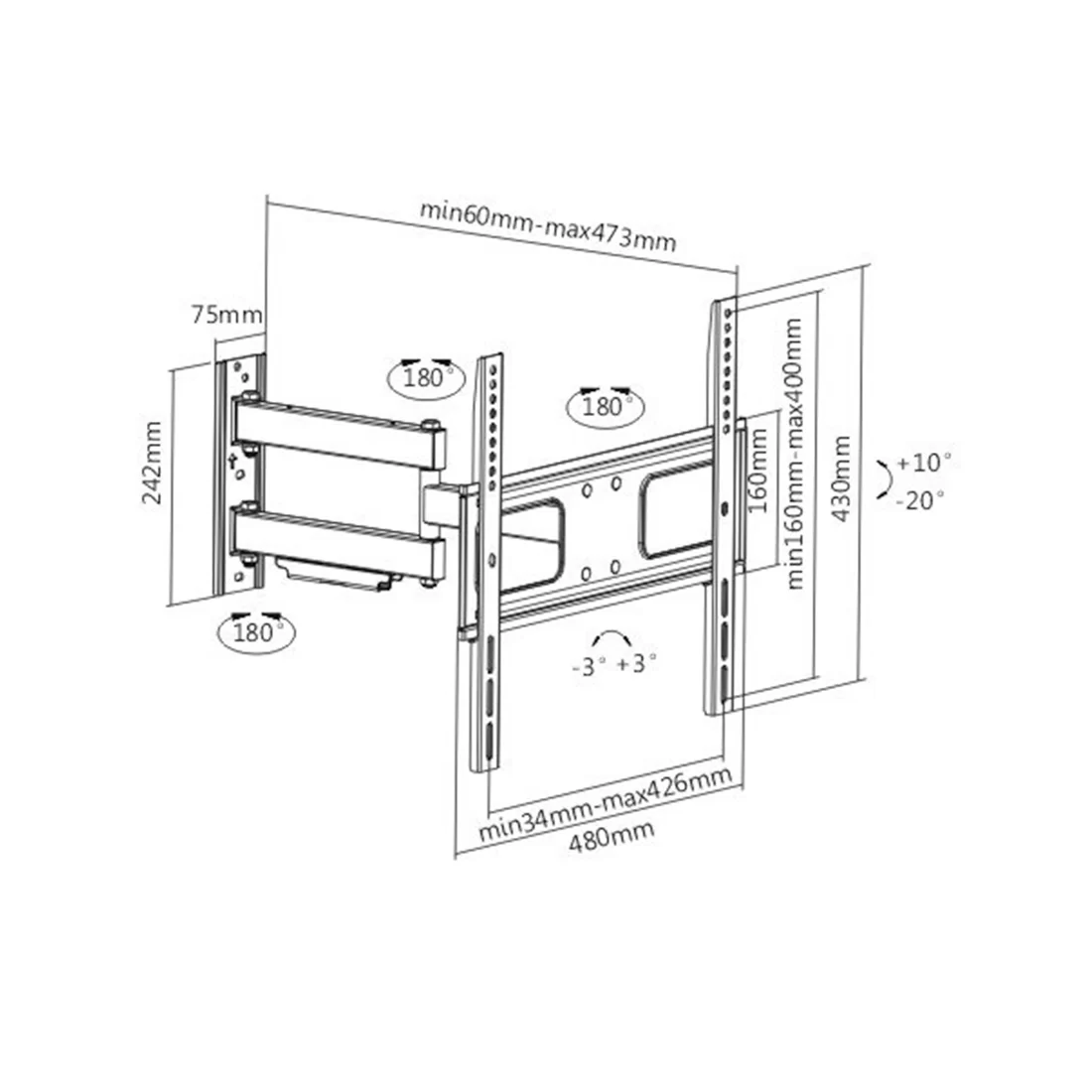 Кронштейн Brateck LPA36-443 для ТВ и мониторов, 32"-55" – купить недорого с доставкой по Алматы и Казахстану