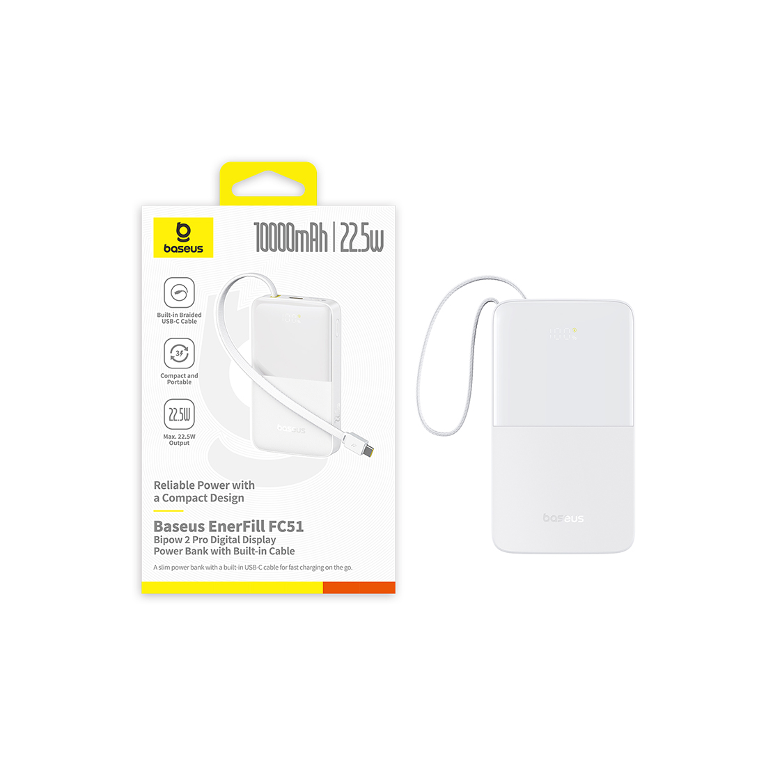 Внешний аккумулятор Baseus EnerFill FC51 10000mAh 22.5W White (E0027601) – купить недорого с доставкой по Алматы и Казахстану