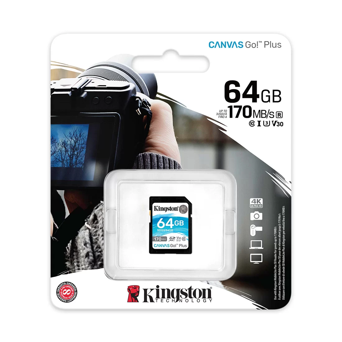 Карта памяти Kingston Canvas Go! Plus, SDXC, 64 GB, Class 10 – купить недорого с доставкой по Алматы и Казахстану фото 2