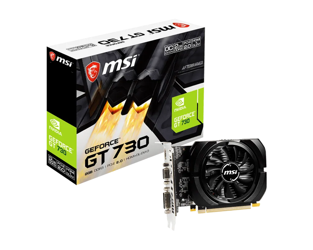 Видеокарта MSI GeForce GT 730, 2GB DDR3 64-bit 1xVGA 1xDVI 1xHDMI N730K-2GD3/OCV5