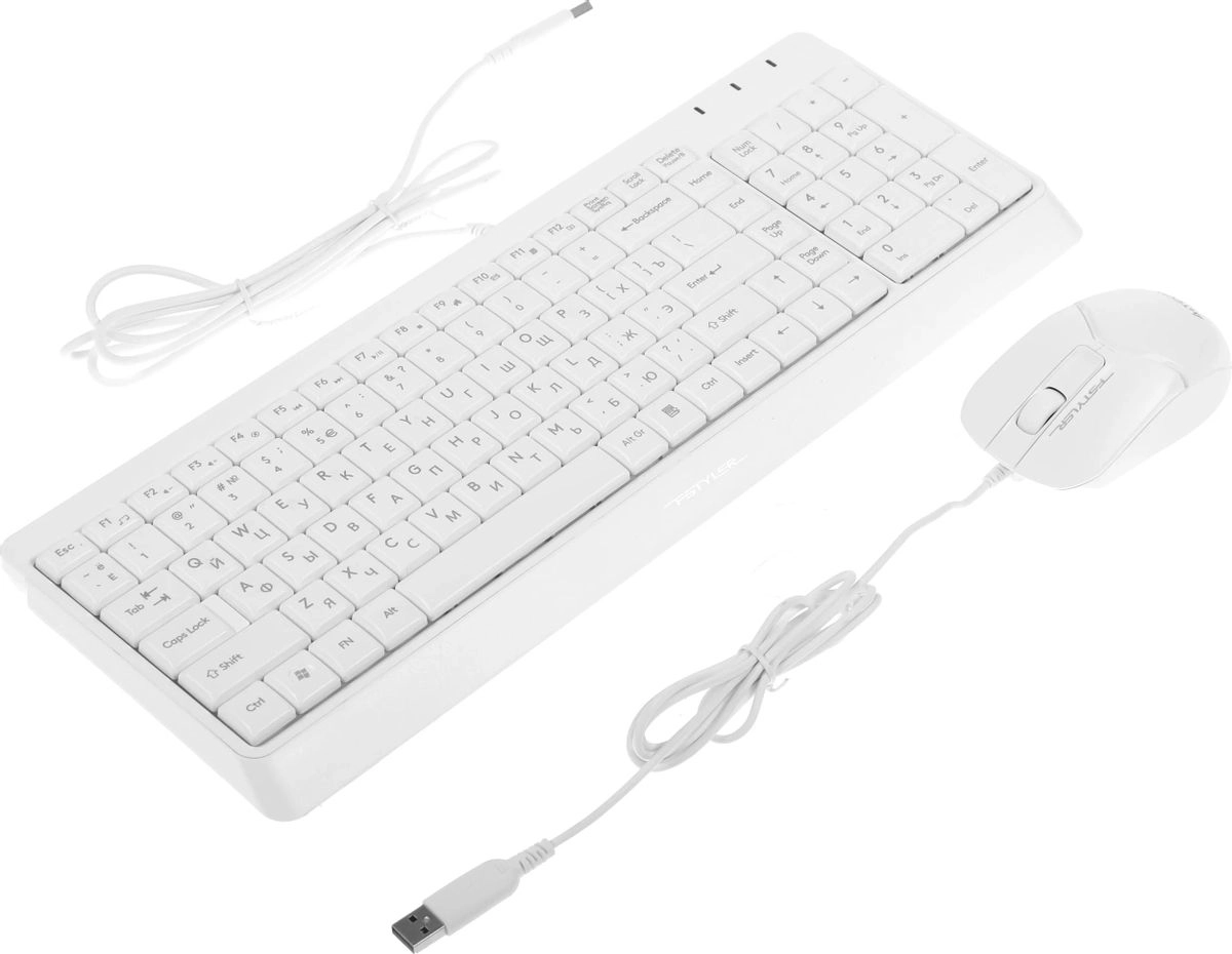 Клавиатура A4Tech Fstyler F1512S, White, USB + мышь