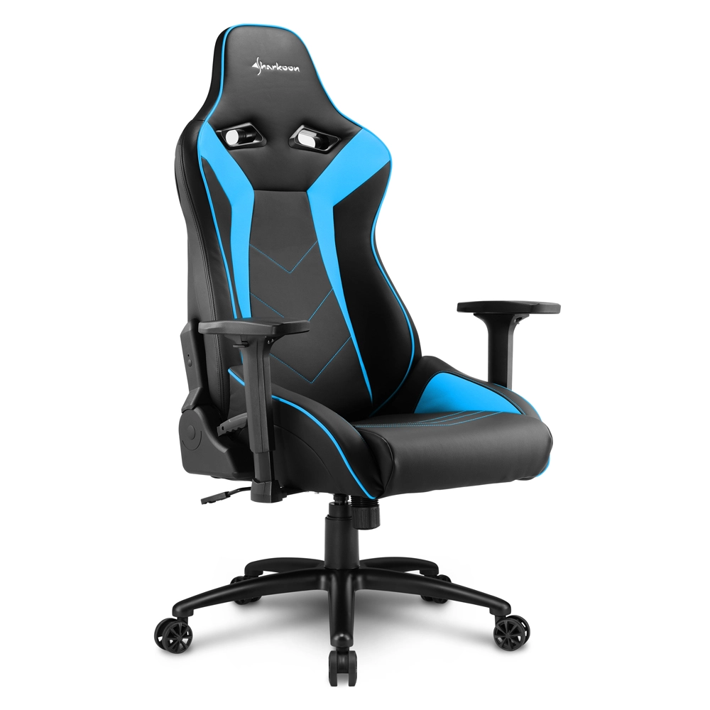 Игровое компьютерное кресло Sharkoon Elbrus 3, экокожа, до 150 кг, чёрно-синее фото 3