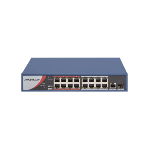 Коммутатор Hikvision DS-3E0318P-E/M(C), 16 портов 1 Гбит/с, 1×SFP, PoE, неуправляемый — купить в Казахстане | neom.kz
