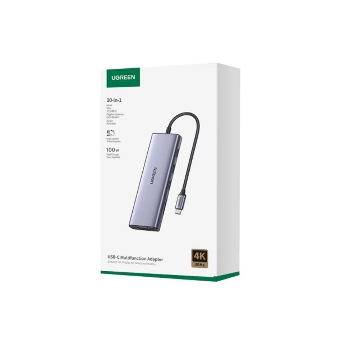 Мультифункциональный адаптер Ugreen CM498/15601 Type-C 10 в 1 Серый – купить недорого с доставкой по Алматы и Казахстану