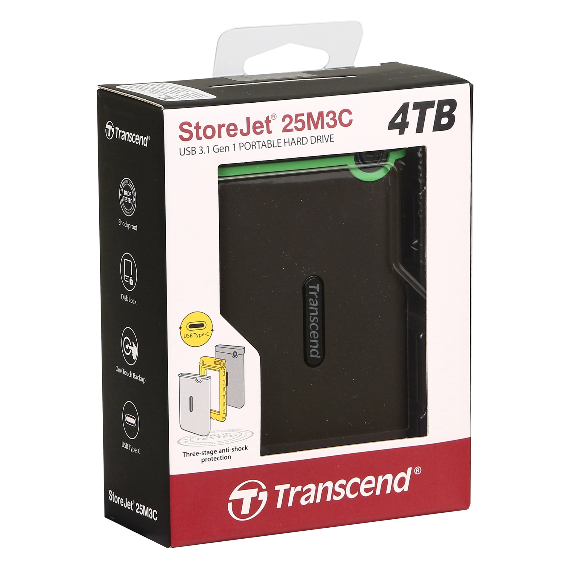 Внешний жесткий диск Transcend StoreJet 25M3C 4TB USB 3.1 Gen 1 Type-C Серый (TS4TSJ25M3C) фото 5
