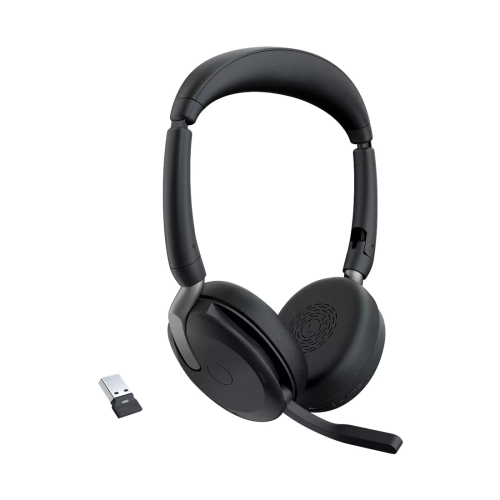 Гарнитура офисная беспроводная Jabra Evolve2 65 Flex Link380c MS, 28 мм, 21 ч, серебристая/чёрная — купить в Казахстане | neom.kz