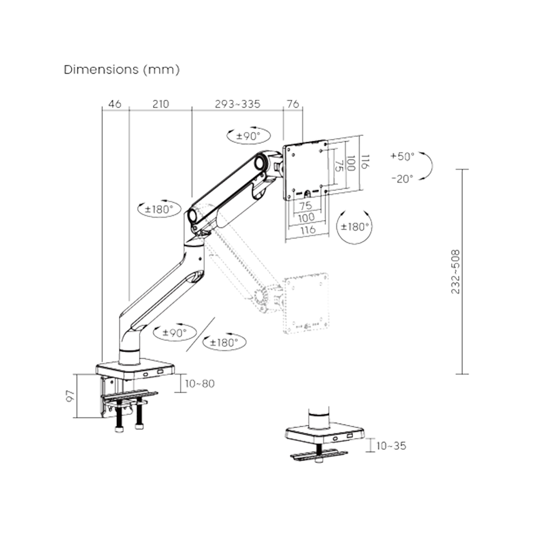 Настольный кронштейн с газлифтом XG MGA-1749, серый, для 1 монитора, 17"-49" – купить недорого с доставкой по Алматы и Казахстану