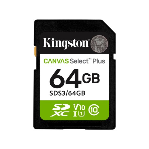 Карта памяти Kingston SDS3/64GB Canvas Select Plus C10 UHS-I U1 V10 64GB — купить в Казахстане | neom.kz