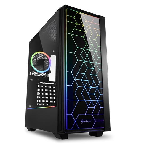 Корпус Sharkoon RGB LIT100, ATX, 2x3.5, 6x2.5, 2xUSB 3.0, 1xUSB 2.0, Audio, 436*206*481mm, без БП