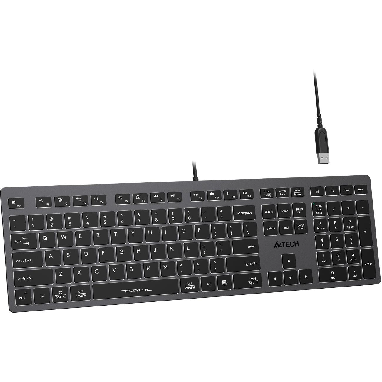 Клавиатура тонкая проводная A4Tech Fstyler FX60H LED, белая фото 2