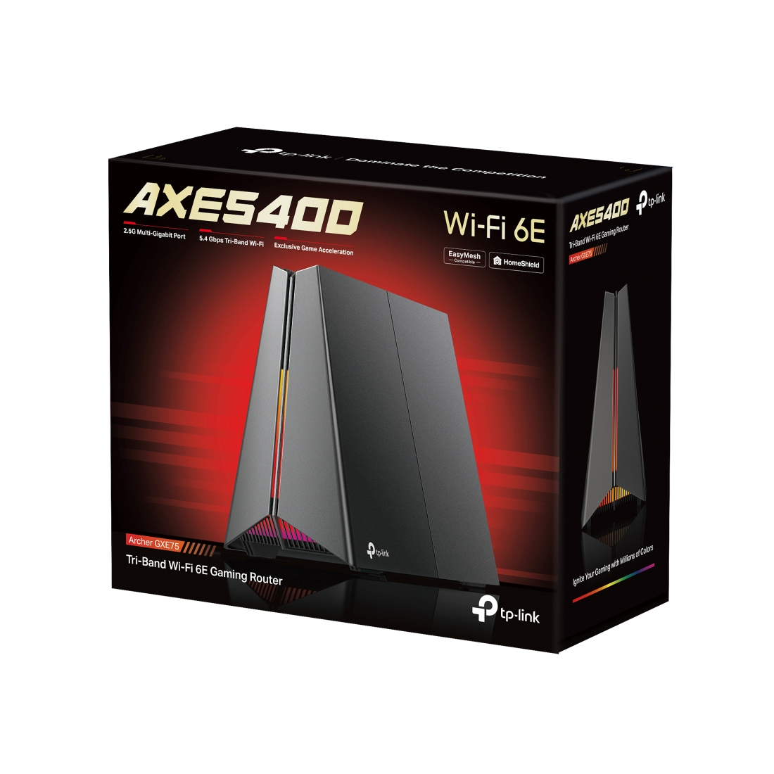 Wi-Fi роутер TP-Link Archer GXE75, Wi-Fi 6 AXE5400, 2.4/5/6 ГГц, 1×WAN/LAN 2.5 Гбит/с + 1×WAN/LAN 1 Гбит/с + 3×LAN 1 Гбит/с – купить недорого с доставкой по Алматы и Казахстану