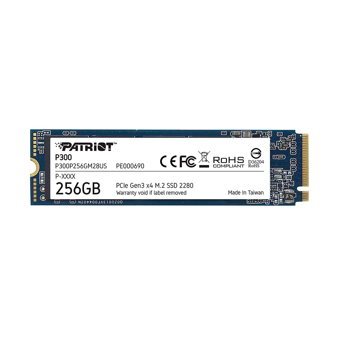 Накопитель SSD Patriot P300, 256 ГБ, M.2, PCIe 3.0