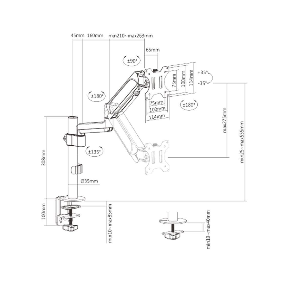 Настольный кронштейн с газлифтом XG MG-1732 для 1 монитора (17"-32") – купить недорого с доставкой по Алматы и Казахстану