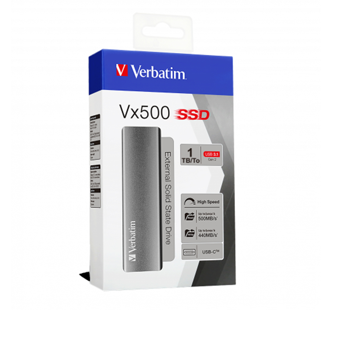 Внешний SSD Verbatim VX500 1TB USB Type-C / Type-A (47444) фото 3