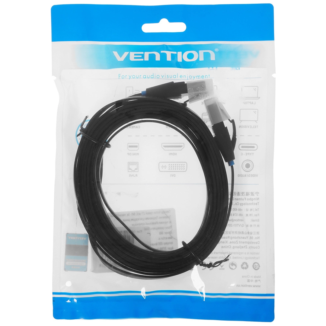 Патч-корд Vention IBJBN, U/UTP кат.6, 15 м, чёрный, плоский