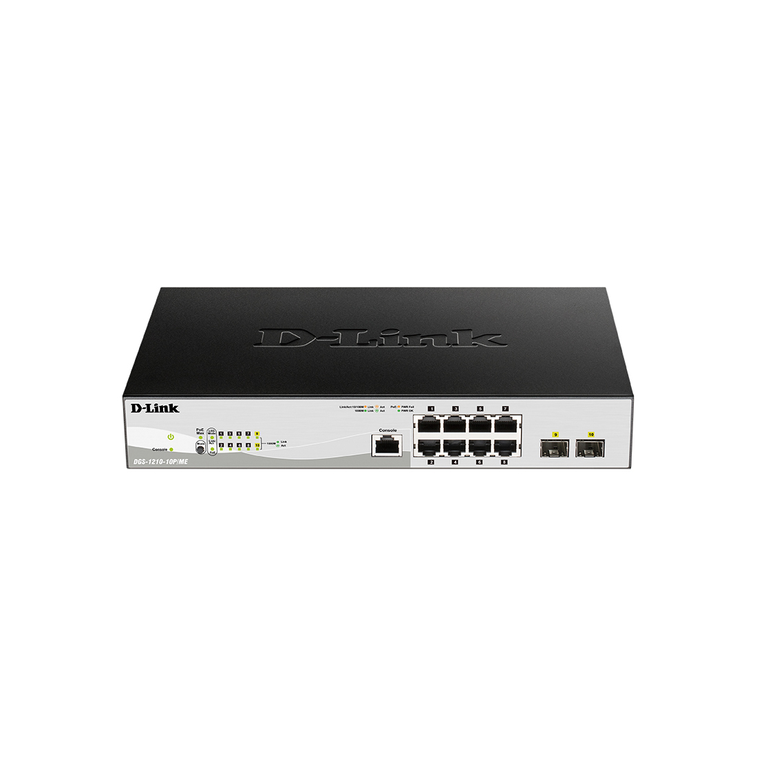 Коммутатор D-Link DGS-1210-10P/ME/B1A, 8 портов 1 Гбит/с, 2×SFP, PoE+, управляемый L2 – купить недорого с доставкой по Алматы и Казахстану