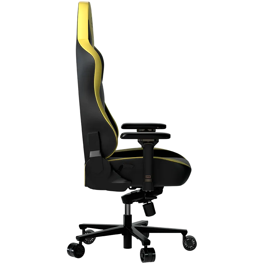 LORGAR Base 311, Gaming chair, PU eco-leather, 1.8 mm metal frame, multiblock mechanism, 4D armrests, 5 Star aluminium base, Class-4 gas lift, 75mm PU casters, Black + yellow – купить недорого с доставкой по Алматы и Казахстану фото 4