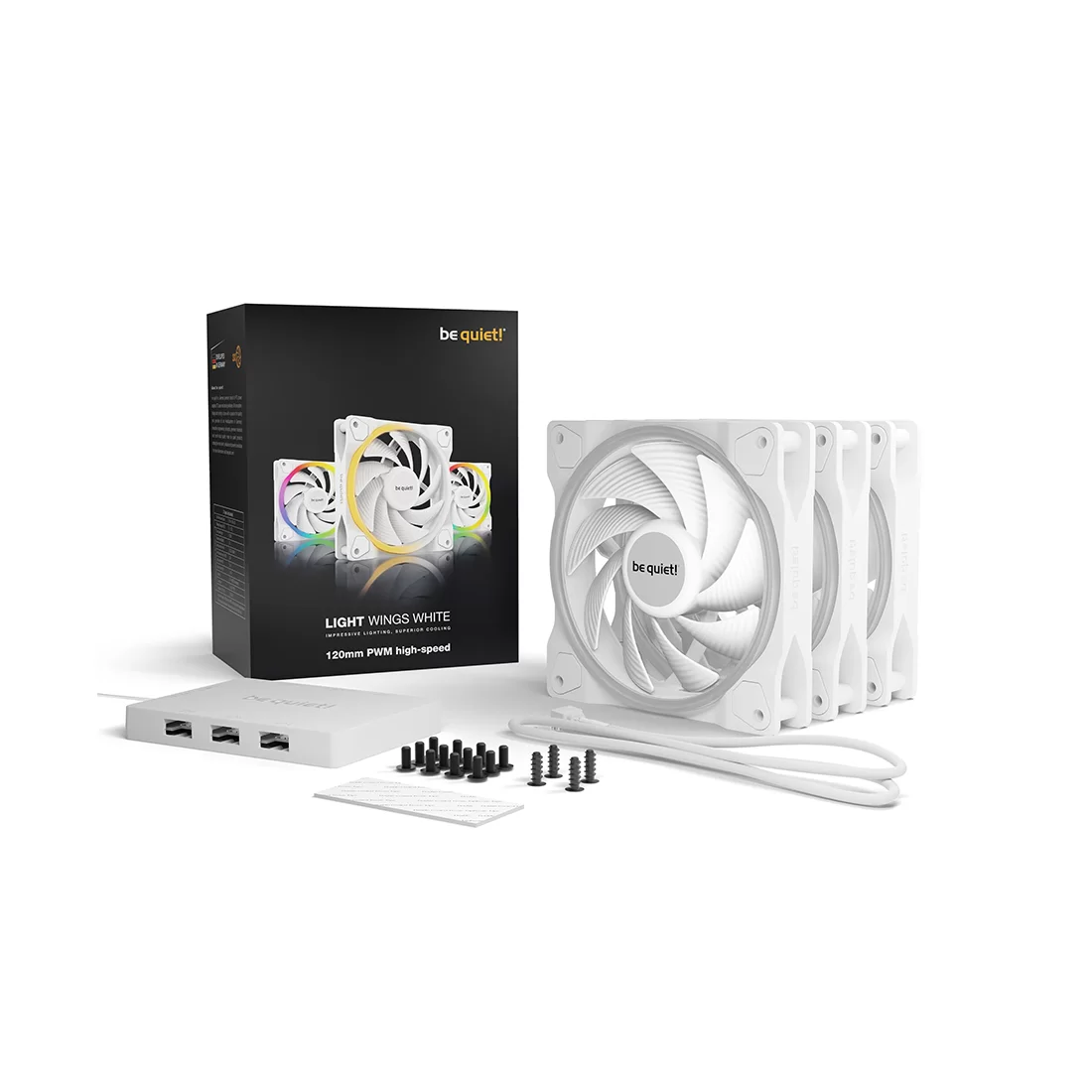 Комплект вентиляторов для корпуса be quiet! Light Wings PWM, 3x12cm, White – купить недорого с доставкой по Алматы и Казахстану