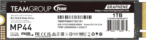 Твердотельный накопитель 1000GB SSD TeamGroup MP44 M.2 PCIe 4.0 R7400Mb/s W6500MB/s TM8FPW001T0C101