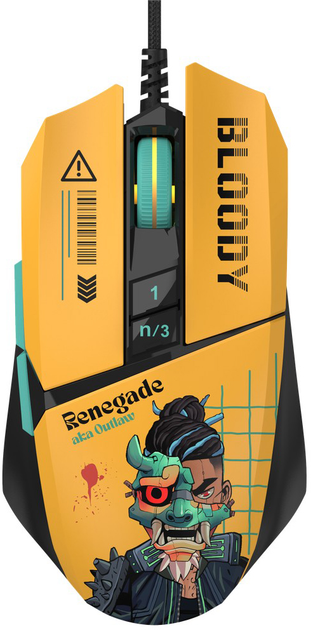Мышь игровая проводная A4Tech Bloody W63 Max Renegade, 9 кнопок, 12000 dpi, жёлтая — купить в Казахстане | neom.kz