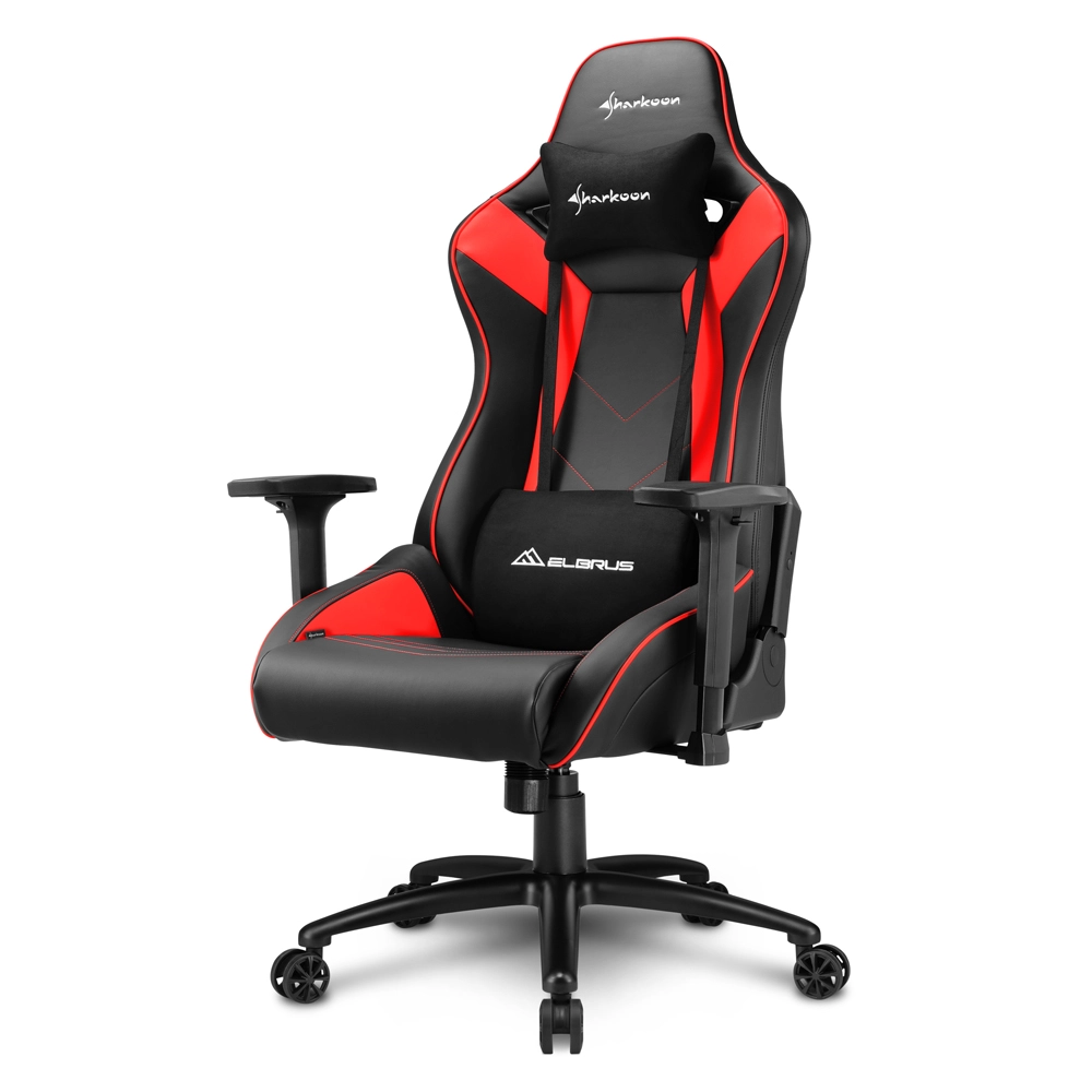 Игровое компьютерное кресло Sharkoon Elbrus 3, экокожа, до 150 кг, чёрно-красное