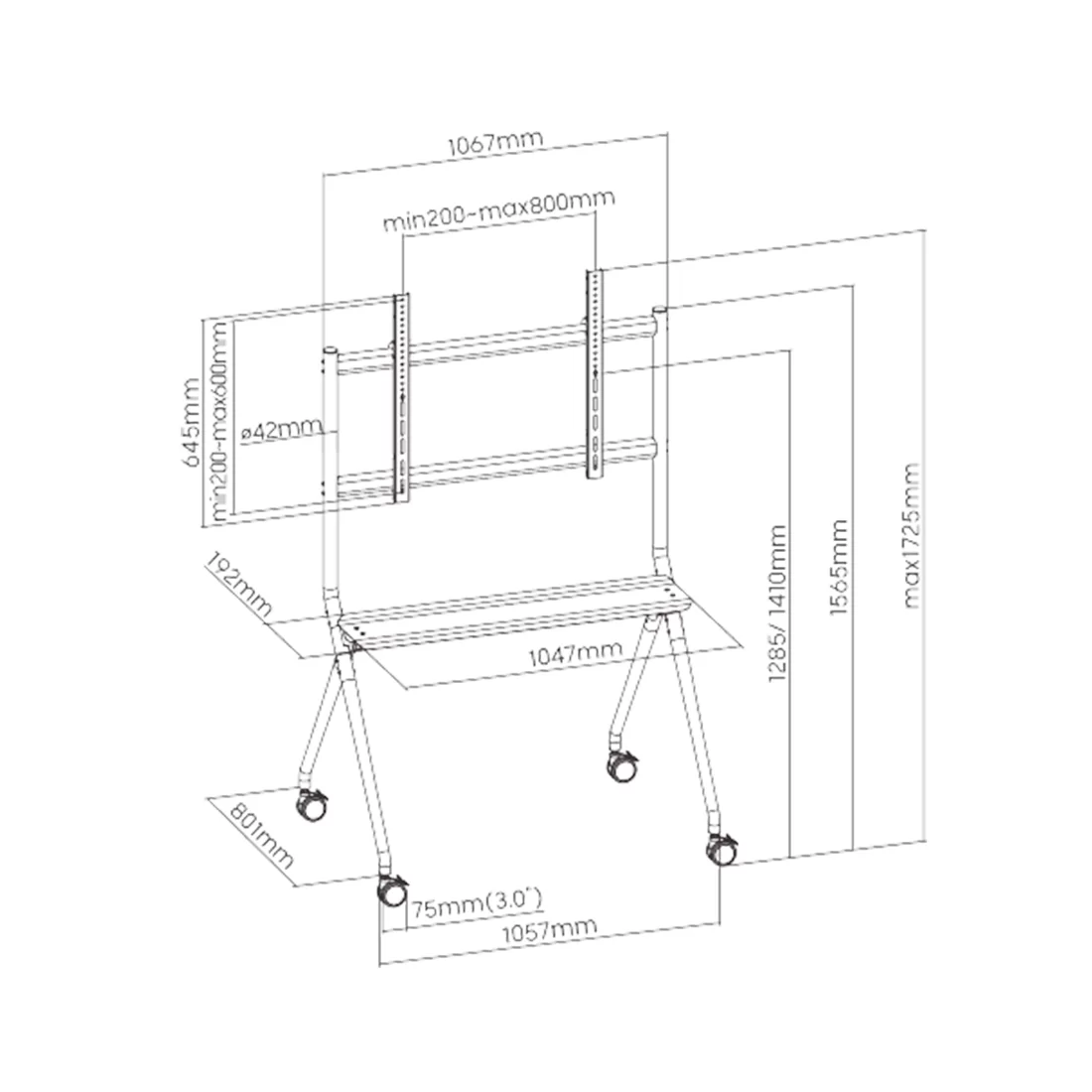 Стойка мобильная Brateck TTF15-68FW – купить недорого с доставкой по Алматы и Казахстану